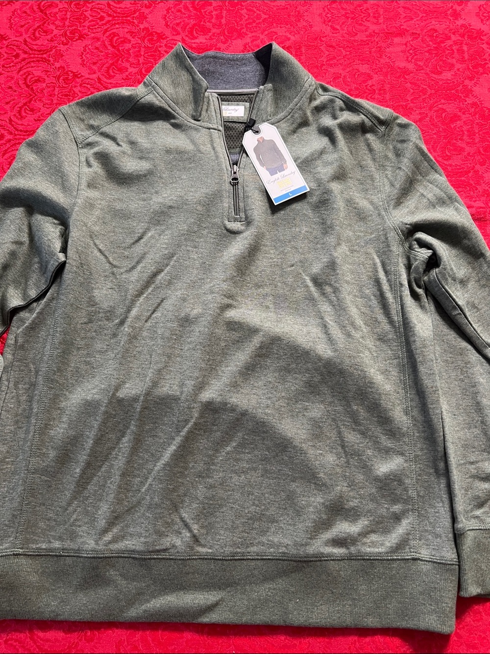 English Laundry Men’s Olive Green Quarter-Zip Pullover Large NWT Casual Sweater